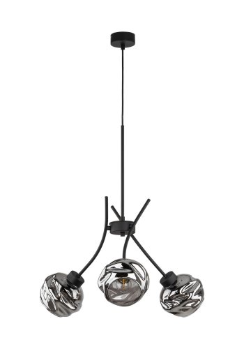 TK Zulia loftlampe, m. 3 skjermer - glass og sort metall