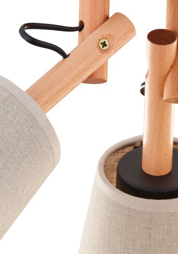 TK Vaio taklampe, m. 3 skjermer - naturlig linstoff, tre og metall