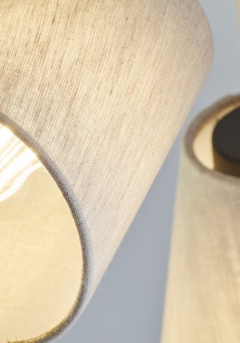 TK Vaio taklampe, m. 3 skjermer - naturlig linstoff, tre og metall