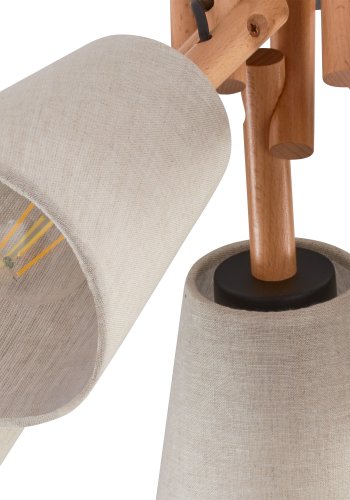 TK Vaio taklampe, m. 5 skjermer - naturlig linstoff, tre og metall