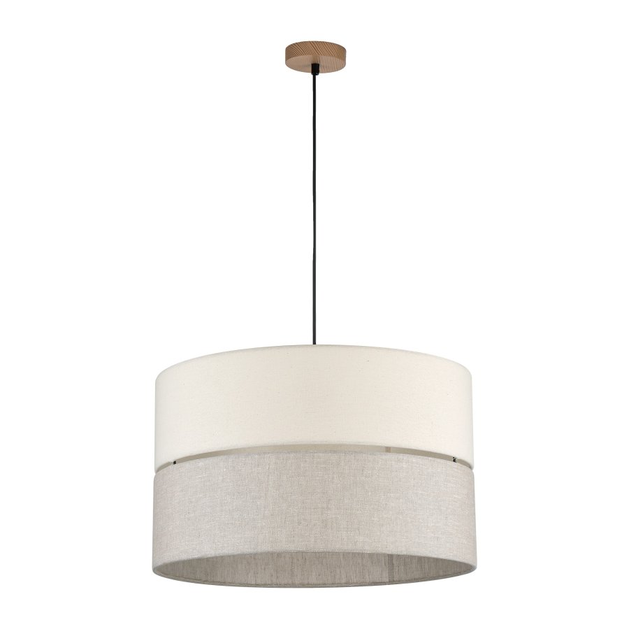 TK Eco taklampe, rund - naturstoff og naturlig furu