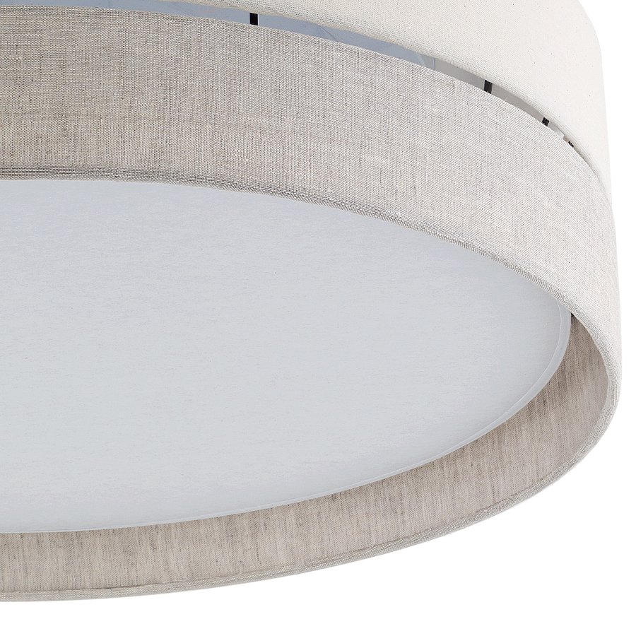 TK Eco loftlampe, rund - natur stof og hvid metal