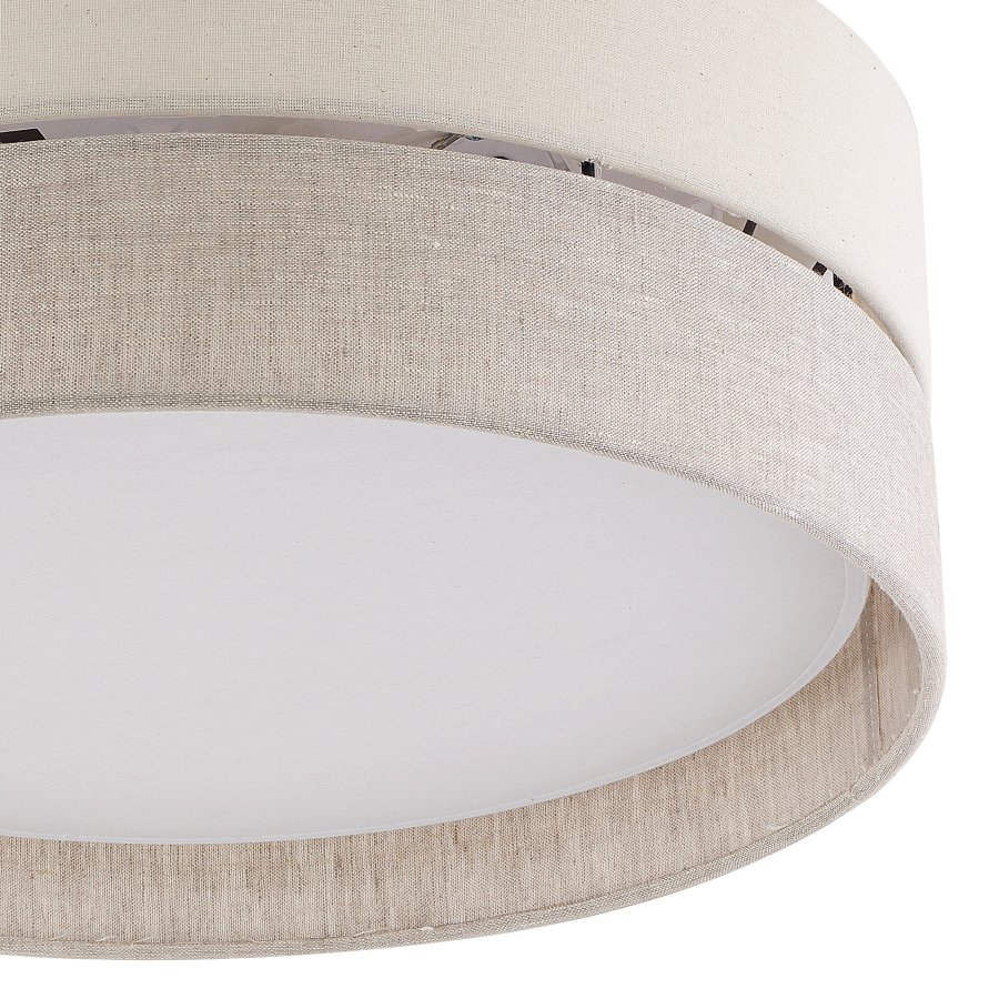 TK Eco loftlampe 450, rund - natur stof og hvid metal