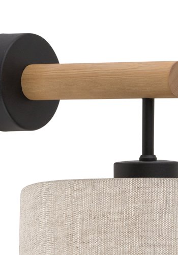 TK Eco vglampe, rund - natur stof, fyrretr og sort metal