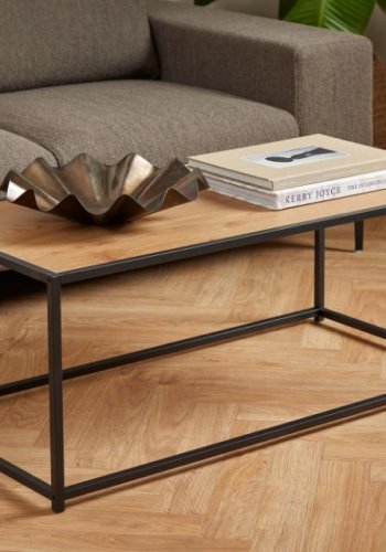 ACT NORDIC Seaford Couchtisch, rechteckig – natürliches Wildeichenpapier und schwarzer Stahl (100x50)