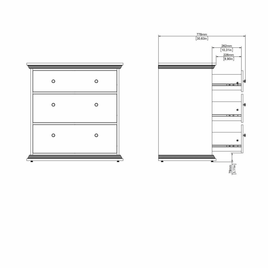 TVILUM North Chest med 3 skuffer, Matt Black, 86,3 x 51,6 x 88,2 cm