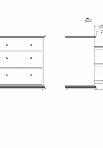 TVILUM North Kommode med 3 skuffer, Hvid, 86,3 x 51,6 x 88,2 cm