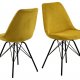 ACT NORDIC Eris Esszimmerstuhl - gelber Stoff und schwarzes Metall