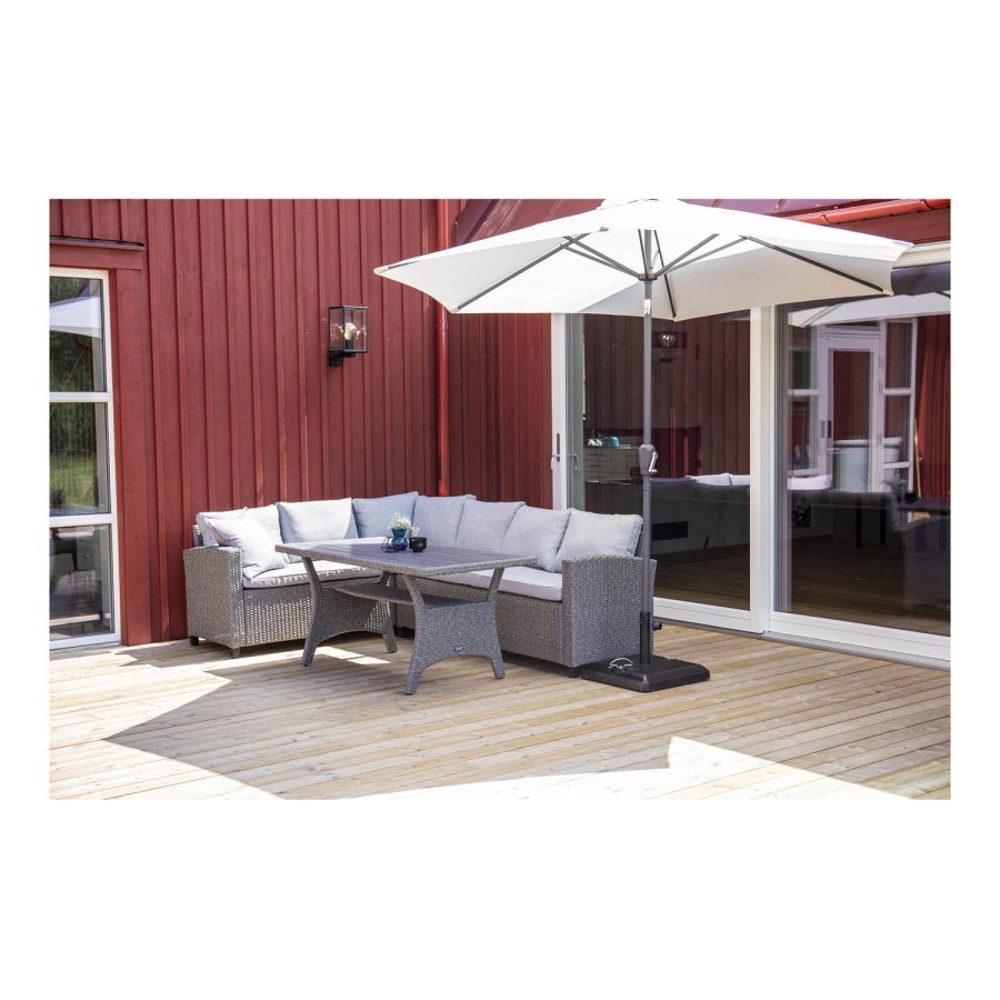 VENTURE DESIGN Leeds parasoll 3m - gr aluminium og hvit polyester 