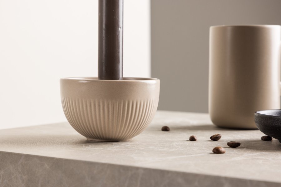 VENTURE DESIGN Posh lysestake, rund - beige steinty (B9xH6)