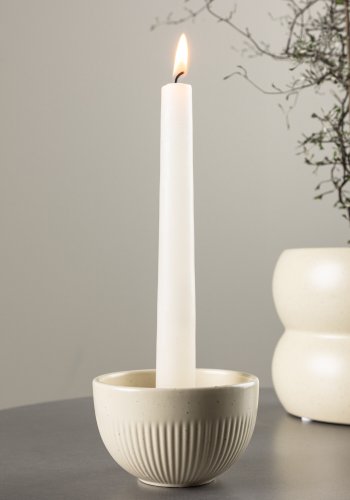 VENTURE DESIGN Posh lysestake, rund - beige/svarte prikker steinty (B9x6)