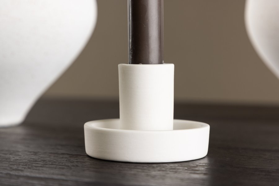 VENTURE DESIGN Ceco Kerzenständer, rund - weiß Farbe Clay (B11xH6)
