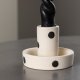 VENTURE DESIGN Ceco Kerzenständer, rund - weiß/schwarze Punkte, Steingut (B11xH6)