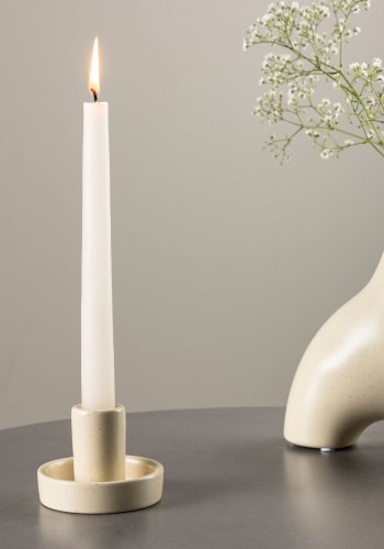 VENTURE DESIGN Ceco Kerzenständer, rund - weiß/schwarze Punkte, Steingut (B11xH6)