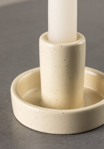 VENTURE DESIGN Ceco Kerzenständer, rund - weiß/schwarze Punkte, Steingut (B11xH6)