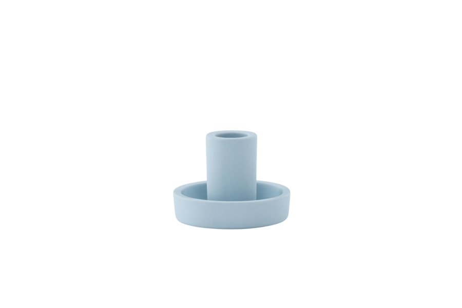 VENTURE DESIGN Ceco Kerzenst&auml;nder, rund - hellblau Farbe Clay (B11xH6)