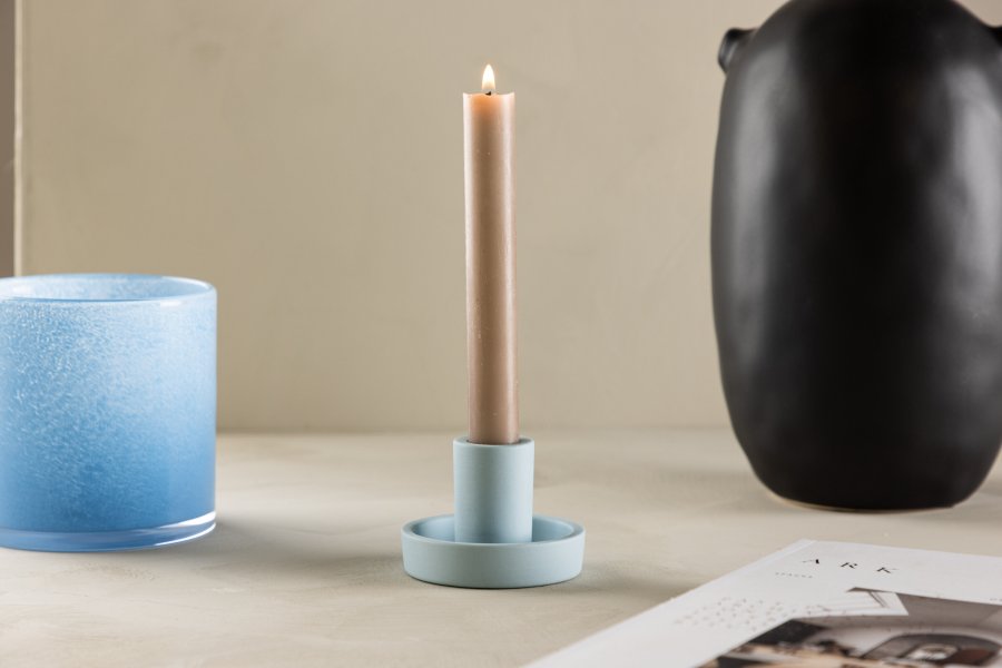 VENTURE DESIGN Ceco Kerzenst&auml;nder, rund - hellblau Farbe Clay (B11xH6)