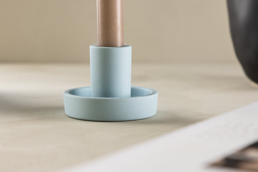 VENTURE DESIGN Ceco Kerzenst&auml;nder, rund - hellblau Farbe Clay (B11xH6)