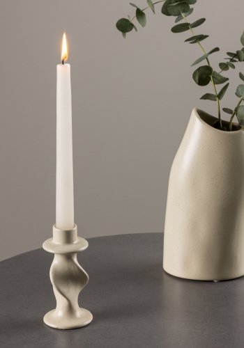VENTURE DESIGN Glory Kerzenständer – beige/gepunktetes Steingut (D6xH12)