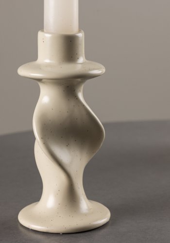 VENTURE DESIGN Glory Kerzenständer – beige/gepunktetes Steingut (D6xH12)