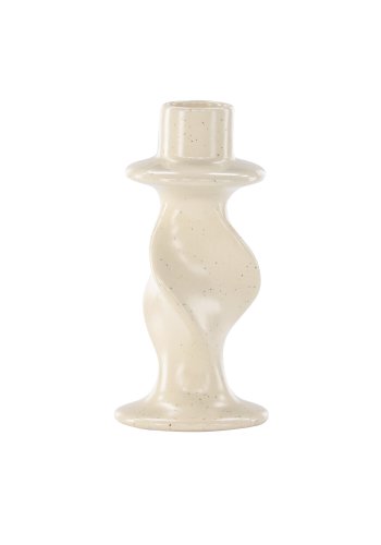 VENTURE DESIGN Glory Kerzenständer – beige/gepunktetes Steingut (D6xH12)