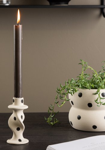 VENTURE DESIGN Glory lysestake - hvite/svarte prikker steinty (D6xH12)