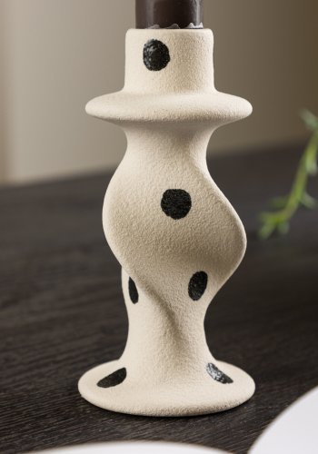 VENTURE DESIGN Glory lysestake - hvite/svarte prikker steinty (D6xH12)