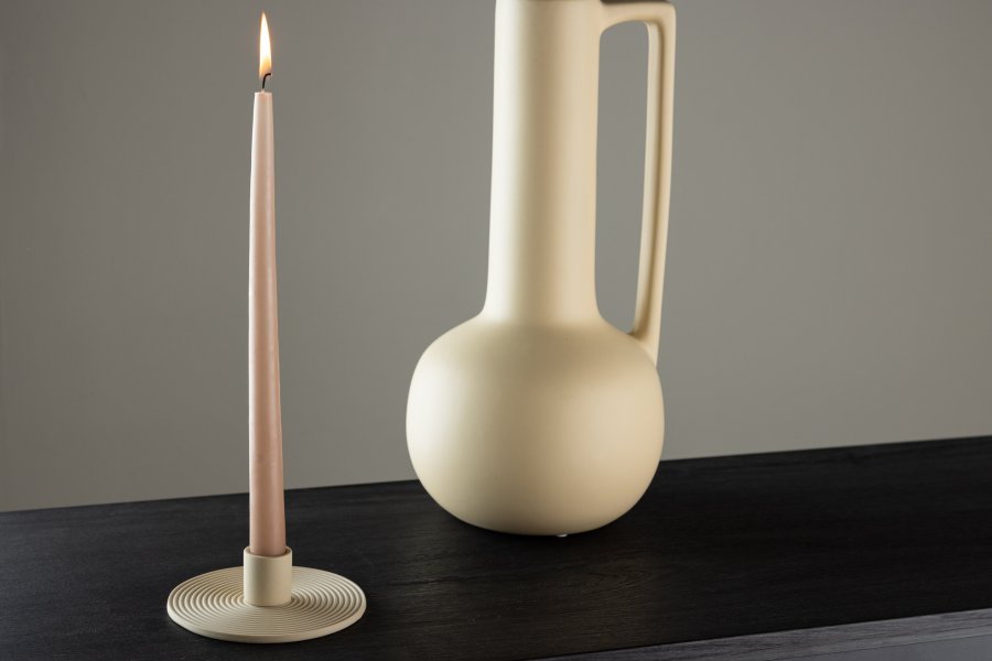 VENTURE DESIGN Dian Kerzenständer, rund - beige Farbe Clay (B12xH4)