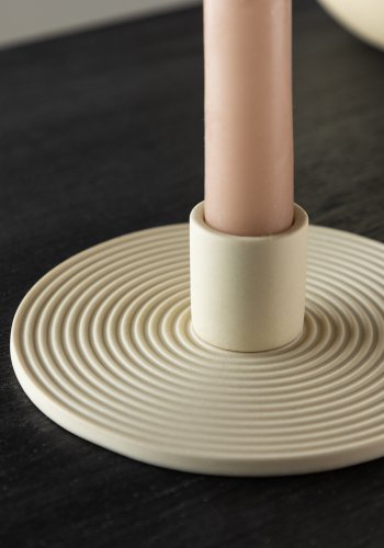 VENTURE DESIGN Dian Kerzenständer, rund - beige Farbe Clay (B12xH4)