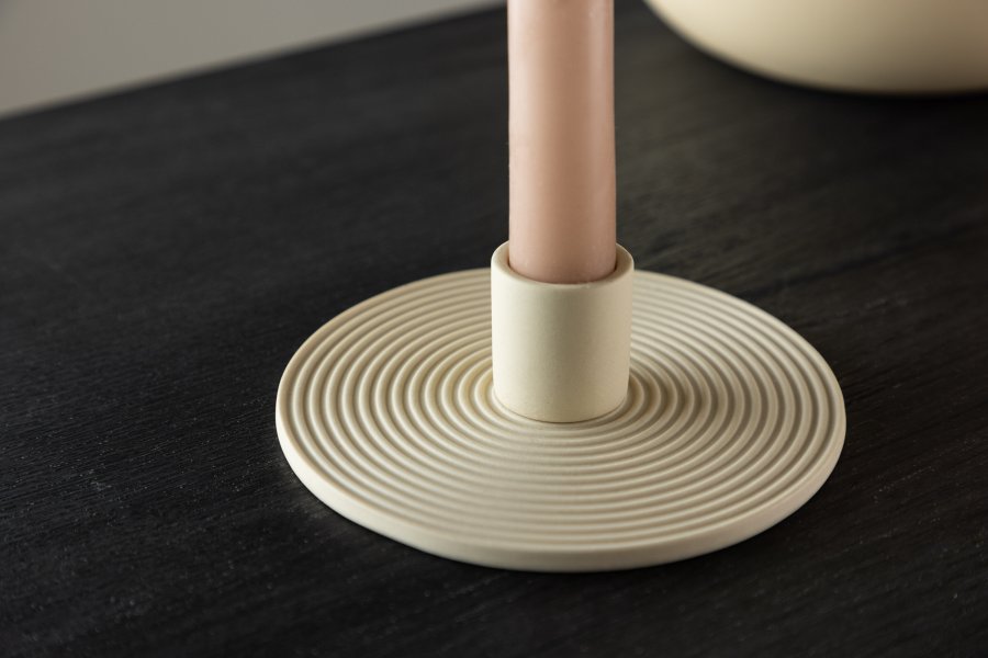 VENTURE DESIGN Dian Kerzenständer, rund - beige Farbe Clay (B12xH4)