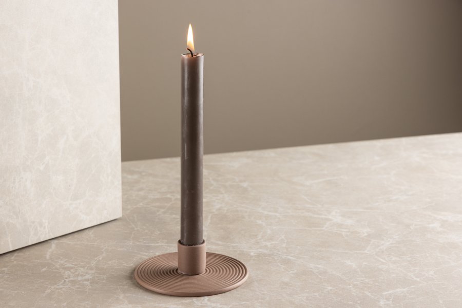 VENTURE DESIGN Dian Kerzenständer, rund - braune Farbe Ton (B12xH4)