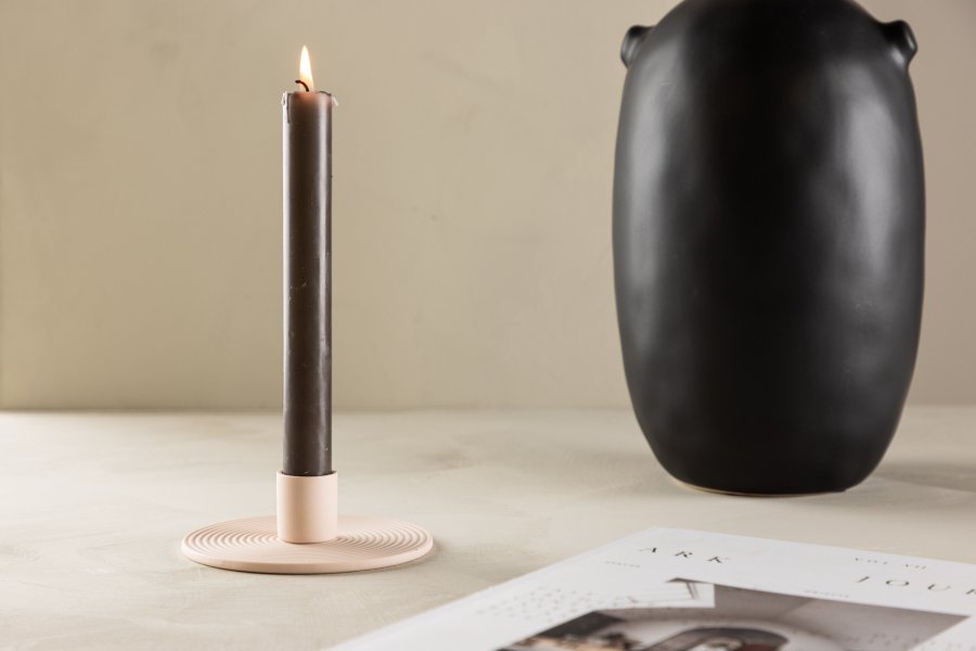 VENTURE DESIGN Dian Kerzenständer, rund – rosafarbener Ton (B12 x H4)