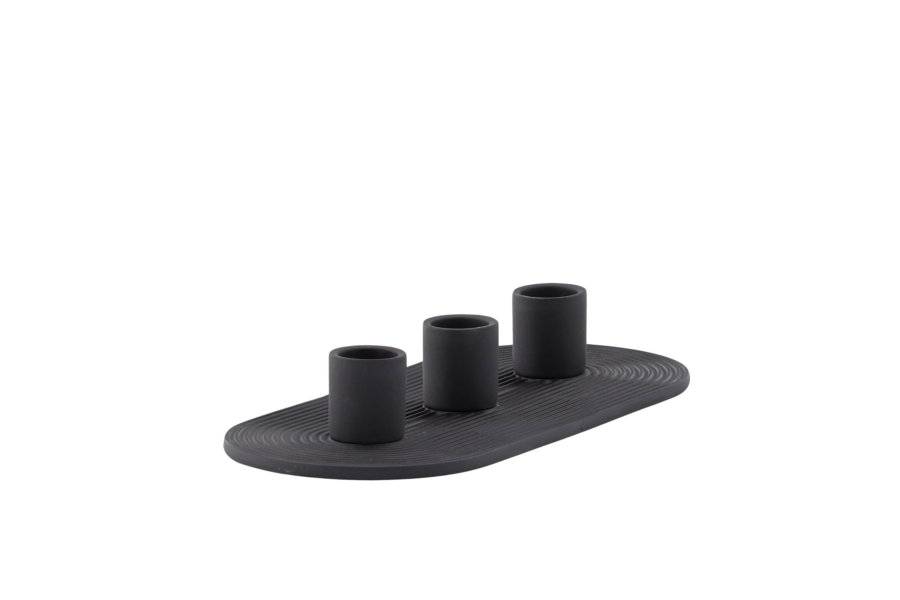 VENTURE DESIGN Dian Kerzenständer, oval – schwarzer Ton (4 x 24 x 10,5)