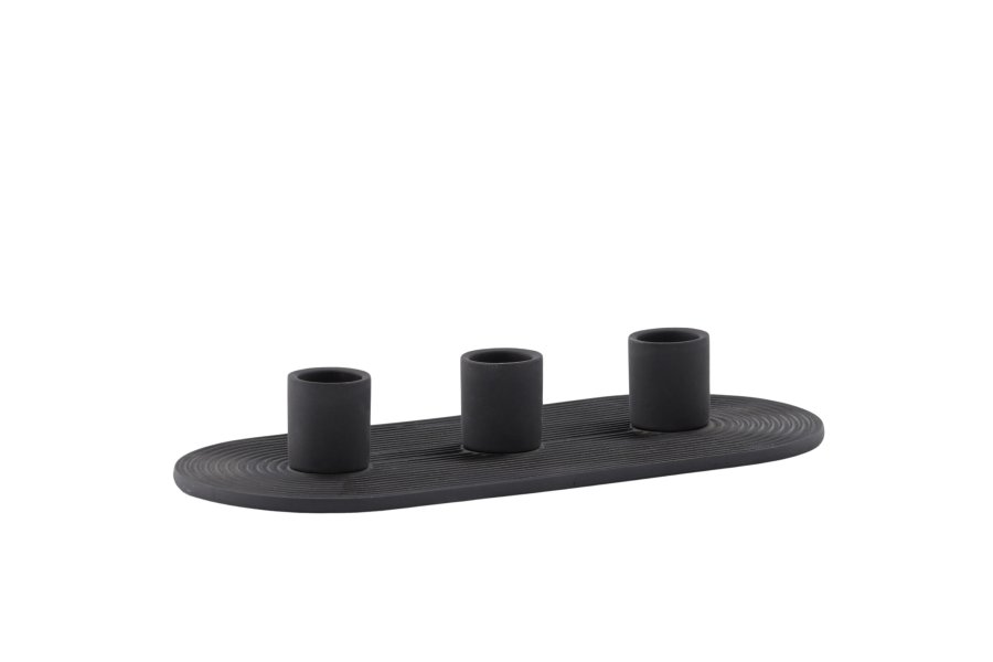 VENTURE DESIGN Dian Kerzenständer, oval – schwarzer Ton (4 x 24 x 10,5)