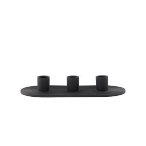 VENTURE DESIGN Dian lysestage, oval - sort farve ler (4x24x10,5)