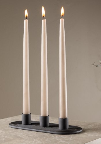 VENTURE DESIGN Dian Kerzenständer, oval – schwarzer Ton (4 x 24 x 10,5)