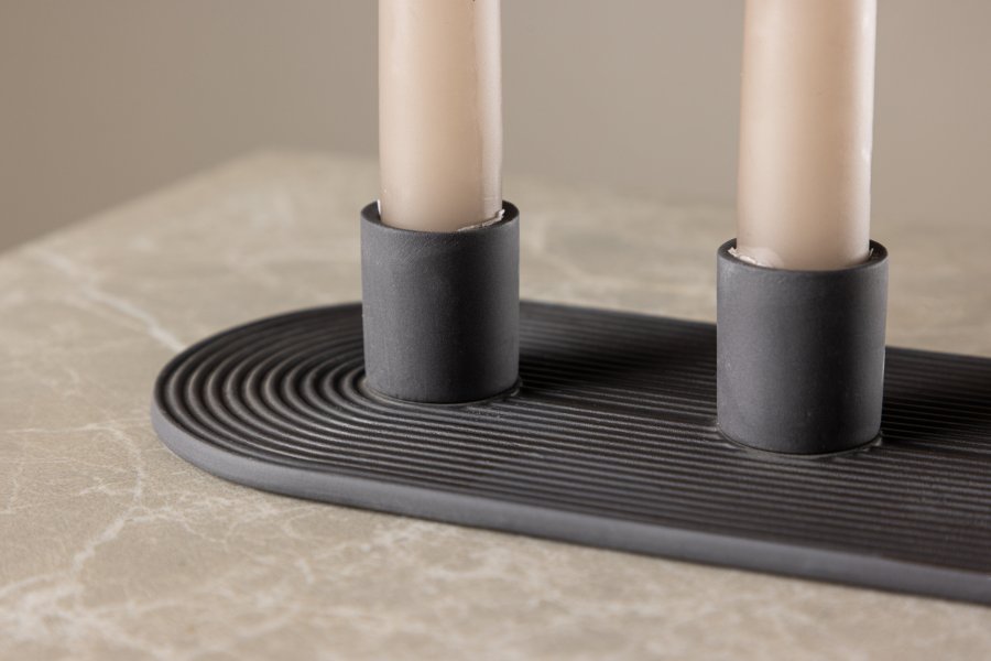 VENTURE DESIGN Dian Kerzenständer, oval – schwarzer Ton (4 x 24 x 10,5)