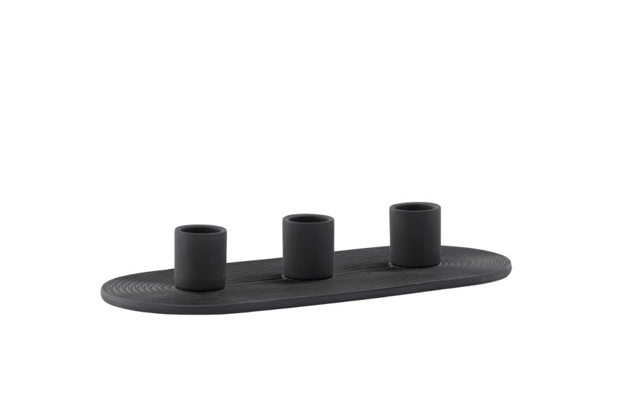 VENTURE DESIGN Dian Kerzenständer, oval – schwarzer Ton (4 x 24 x 10,5)