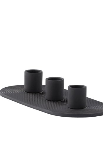 VENTURE DESIGN Dian Kerzenständer, oval – schwarzer Ton (4 x 24 x 10,5)