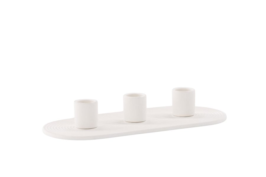 VENTURE DESIGN Dian Kerzenständer, oval – weißer Ton (4 x 24 x 10,5)