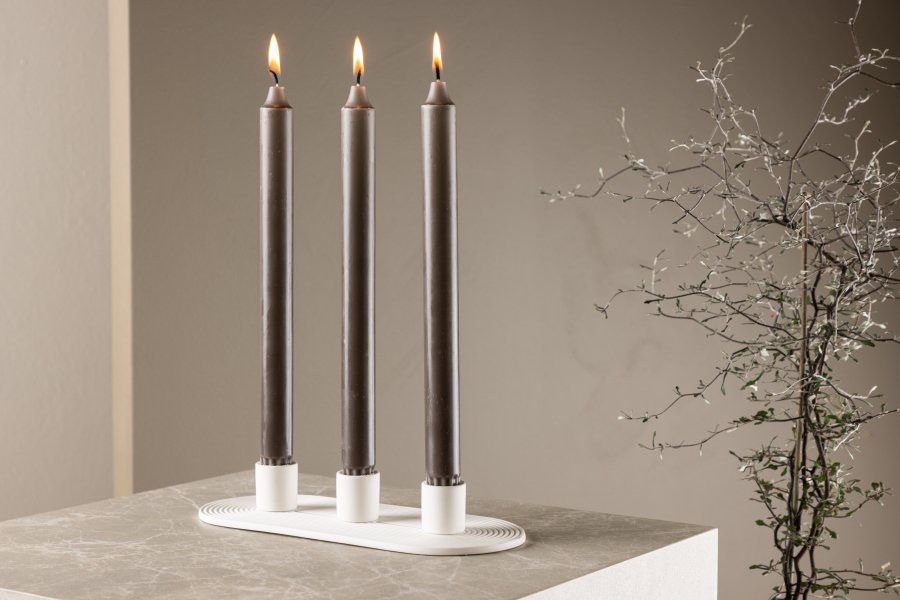VENTURE DESIGN Dian Kerzenständer, oval – weißer Ton (4 x 24 x 10,5)