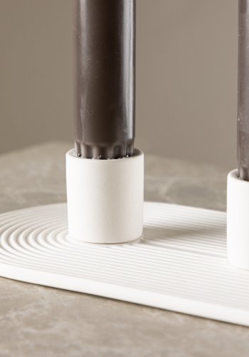 VENTURE DESIGN Dian Kerzenständer, oval – weißer Ton (4 x 24 x 10,5)