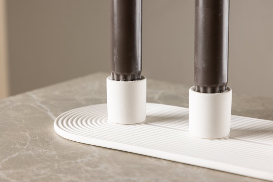 VENTURE DESIGN Dian Kerzenständer, oval – weißer Ton (4 x 24 x 10,5)