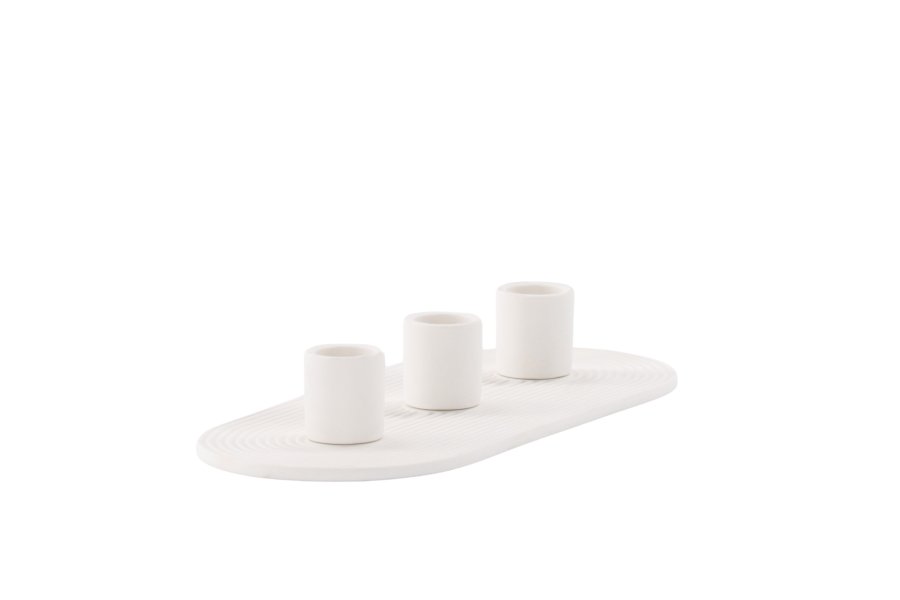 VENTURE DESIGN Dian Kerzenständer, oval – weißer Ton (4 x 24 x 10,5)