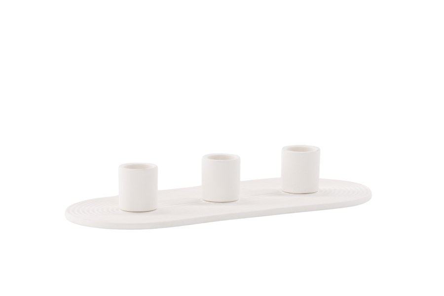 VENTURE DESIGN Dian Kerzenständer, oval – weißer Ton (4 x 24 x 10,5)