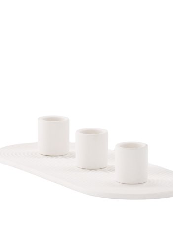 VENTURE DESIGN Dian Kerzenständer, oval – weißer Ton (4 x 24 x 10,5)