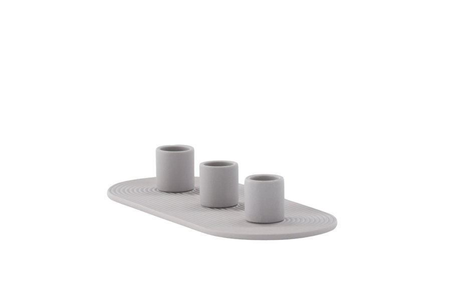 VENTURE DESIGN Dian Kerzenständer, oval – grauer Ton (4 x 24 x 10,5)