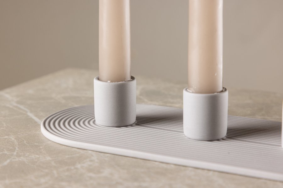 VENTURE DESIGN Dian Kerzenständer, oval – grauer Ton (4 x 24 x 10,5)