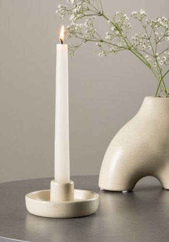 VENTURE DESIGN Otis lysestake, rund - beige/svarte prikker steinty (11xH5)