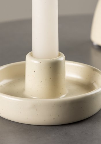 VENTURE DESIGN Otis lysestake, rund - beige/svarte prikker steinty (11xH5)